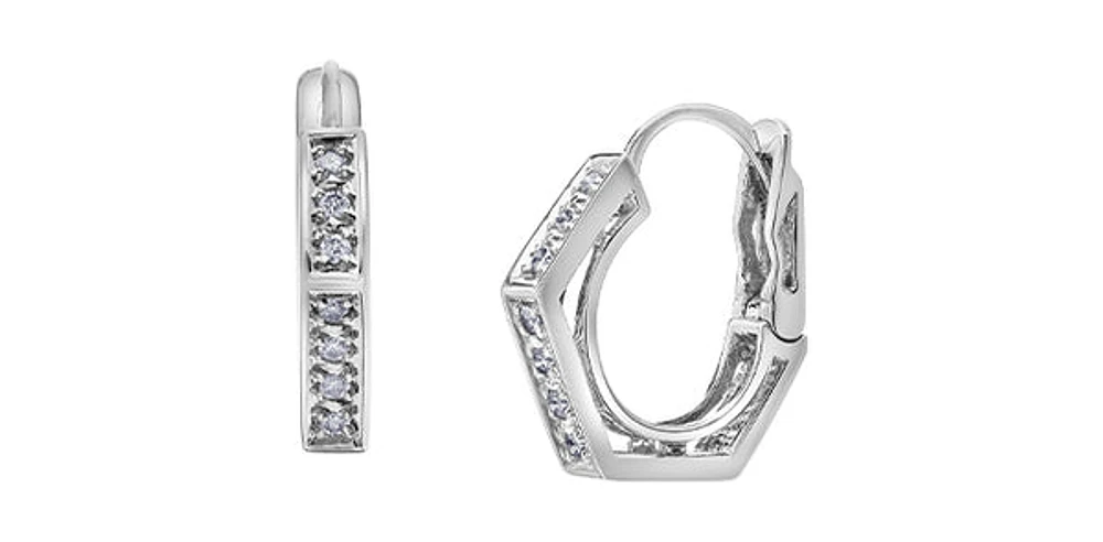 10K Gold 0.25cttw Diamond Hoop / Huggie / Hinged Earrings