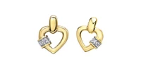 10K Yellow Gold 0.03cttw Diamond Heart Earrings