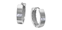 10K White Gold 0.20cttw Princess Cut Diamond Hoop / Huggie / Hinged Earrings