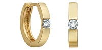 10K Gold 0.05 cttw Diamond Hoop Earrings - Yellow Gold