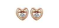 10K White & Rose Gold 0.032cttw Diamond Heart Stud Earrings