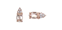 10K Rose Gold 0.50cttw Genuine Oval Cut Morganite & 0.05cttw Diamond Stud Earrings