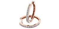 10K Rose Gold 0.33cttw Diamond Hoop Huggie Hinged Earrings