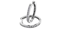 10K White Gold 0.15cttw Diamond Hoop Earrings