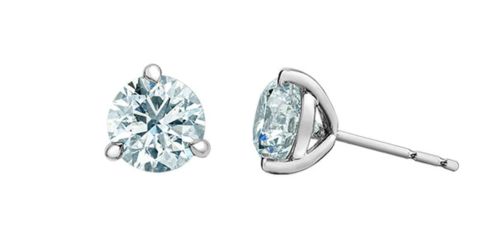 14K White Gold 1.50-3.0cttw Lab Grown Diamond Solitaire Martini Style Earrings