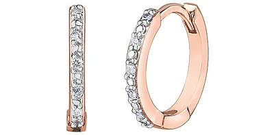 10K Rose Gold 0.05cttw Diamond Hoop / Huggie Earrings