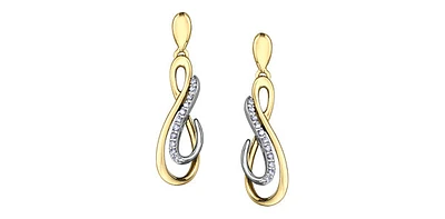 10K Yellow Gold 0.09cttw Diamond Dangle Earrings