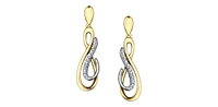 10K Yellow Gold 0.09cttw Diamond Dangle Earrings
