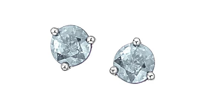 10K White Gold 5mm Aquamarine Stud Earrings with Butterfly Backs