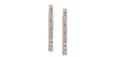 10K Rose Gold 0.11cttw Diamond Line Earrings