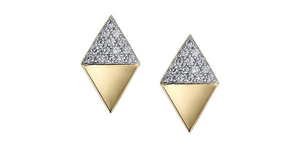 TRACKING - 10K Yellow Gold 0.15cttw Diamond Stud Earrings
