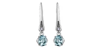 10K White Gold 0.64cttw Aquamarines & 0.012cttw Diamond Dangle / Drop Earrings