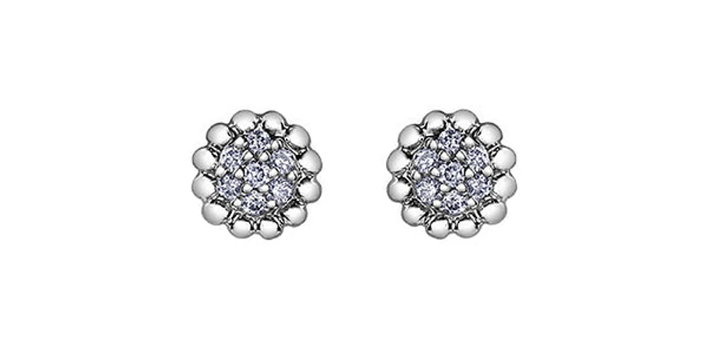 10K White Gold 0.105cttw Diamond Stud Earrings - 6mm