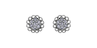 10K White Gold 0.105cttw Diamond Stud Earrings - 6mm