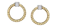 10K Yellow Gold Diamond Circle / Infinity Earrings 0.10cttw