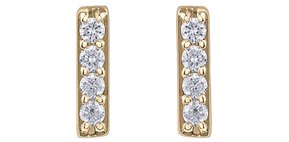 10K Yellow Gold Diamond Bar Earrings 0.072cttw