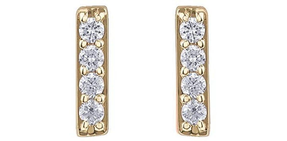 10K Yellow Gold Diamond Bar Earrings 0.14cttw