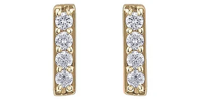 10K Yellow Gold Diamond Bar Earrings 0.14cttw