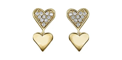10K Yellow Gold Diamond Heart Earrings 0.10cttw