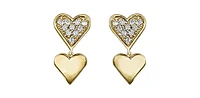 10K Yellow Gold Diamond Heart Earrings 0.10cttw