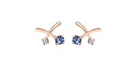14K White & Rose Gold 0.16cttw Genuine Tanzanite & 0.05cttw Canadian Diamond Earrings