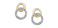 10K Yellow Gold Diamond Infinity / Circle Stud Earrings 0.14cttw