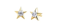 10K Yellow Gold 0.125cttw Canadian Diamond Star Stud Earrings