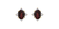 10K Yellow Gold Garnet and Diamond Earrings