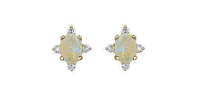10K Gold Opal and Diamond Earrings