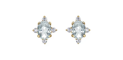 10K Yellow Gold White Topaz and Diamond Earrings