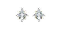 10K Yellow Gold White Topaz and Diamond Earrings