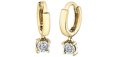 10K Yellow Gold 0.06cttw Diamond Dangle Drop Earrings