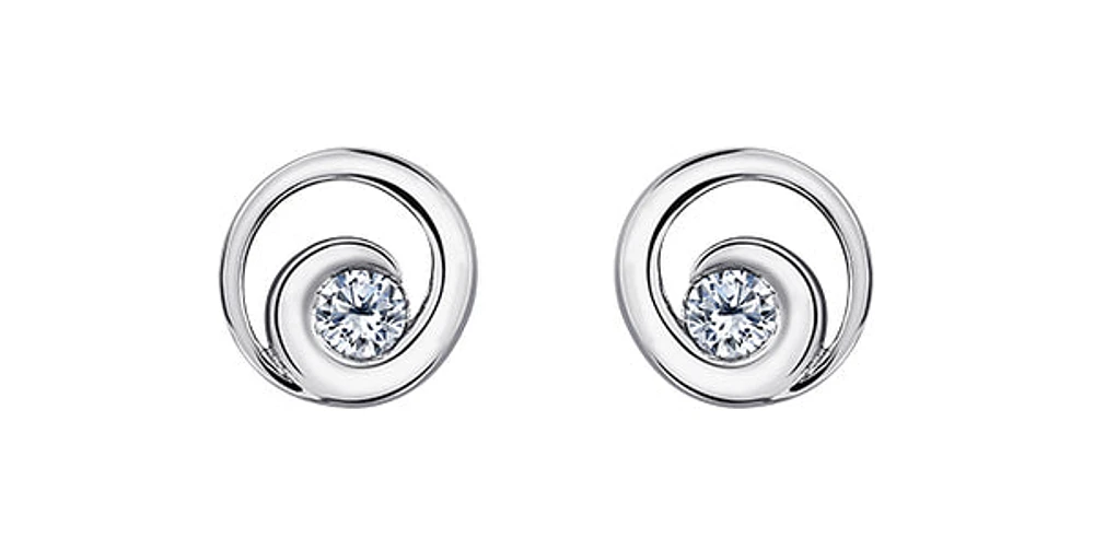 14K White Gold 0.128cttw Canadian Diamond Earring