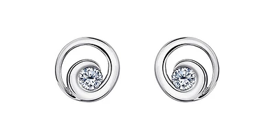 14K White Gold 0.128cttw Canadian Diamond Earring