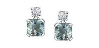 14K White Gold Aquamarine and Canadian Diamond Earrings