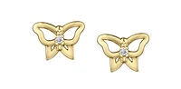 10K Yellow Gold 0.02cttw Diamond Butterfly Stud Earrings