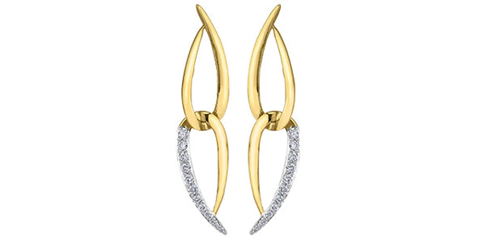 10K Yellow Gold Diamond Dangle Earrings 0.25cttw