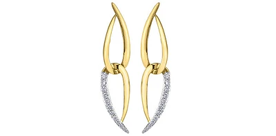 10K Yellow Gold Diamond Dangle Earrings 0.25cttw