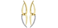 10K Yellow Gold Diamond Dangle Earrings 0.25cttw