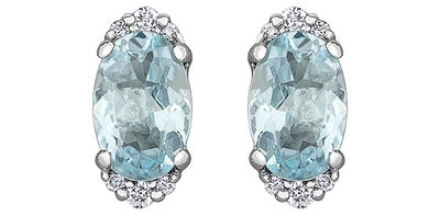 10K White Gold 0.80cttw Aquamarine and 0.05cttw Diamond Earrings with Butterfly Backs