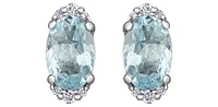 10K White Gold 0.80cttw Aquamarine and 0.05cttw Diamond Earrings with Butterfly Backs