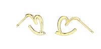 10K Yellow Gold Diamond Heart Earrings 0.01cttw