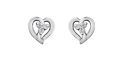 10K White Gold 0.03cttw Diamond Heart Earrings