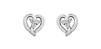 10K White Gold 0.03cttw Diamond Heart Earrings