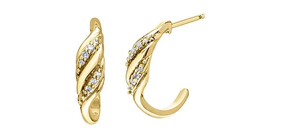 10K Yellow Gold 0.06cttw Diamond Half Hoop Earrings