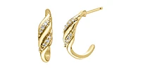 10K Yellow Gold 0.06cttw Diamond Half Hoop Earrings