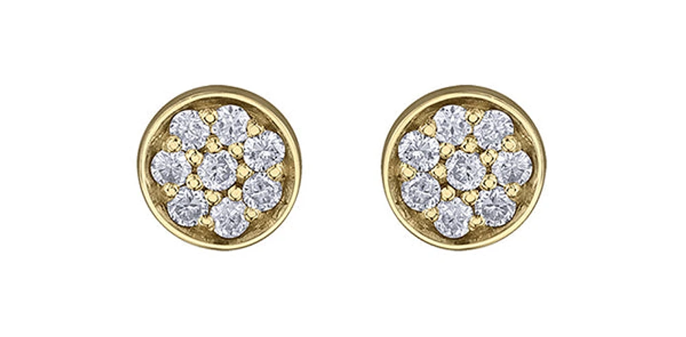 10K Yellow Gold 0.08cttw Diamond Pave Stud Earrings