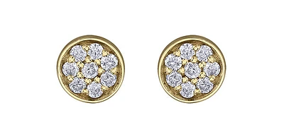 10K Yellow Gold 0.08cttw Diamond Pave Stud Earrings
