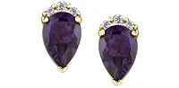 10K Gold Amethyst and Diamond Earrings