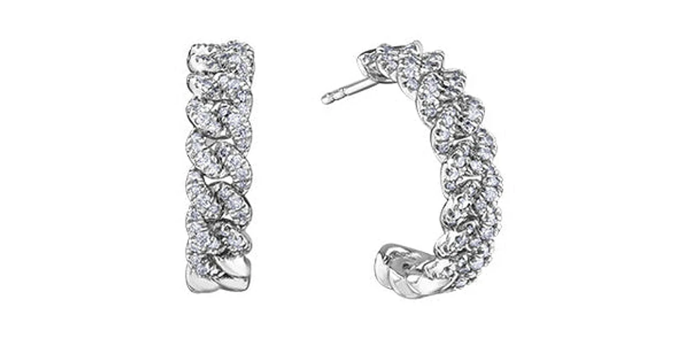 10K White Gold 0.66cttw Miami Cuban Link Diamond Earring